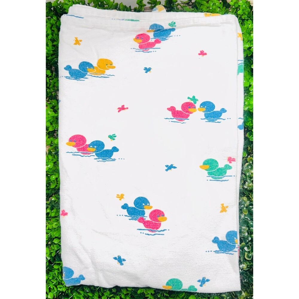 Medline Duck Ducklings Baby Receiving Blanket Vintage Hospital Cotton Flannel